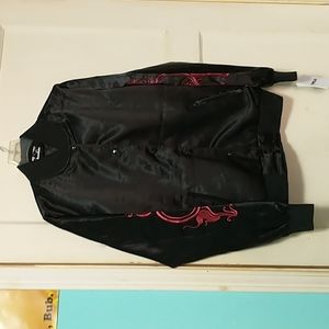 CHRLDR black and red members jackets with dragon sleeve embroidery